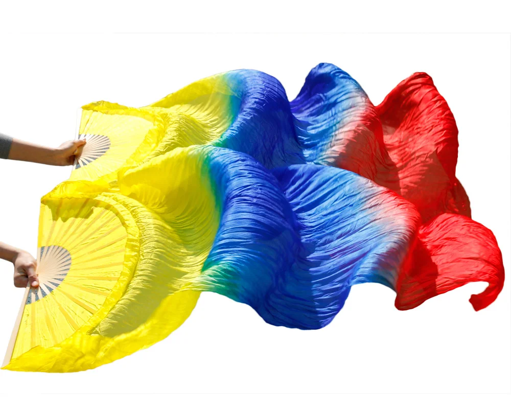 High selling women Quality Silk Belly Dance Fan Dance 100% Real Silk Veils 2-inch on colorful veil 1-pair 180*90 cm 3color fans
High selling women Quality Silk Belly Dance Fan Dance 100% Real Silk Veils 2-inch on colorful veil 1-pair 180*90 cm 3color fans