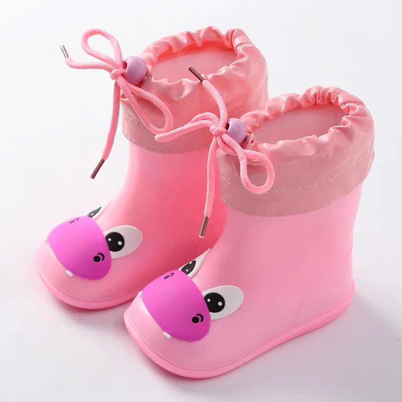Детские резиновые непромокаемые сапоги для мальчиков и девочек теплые ботинки