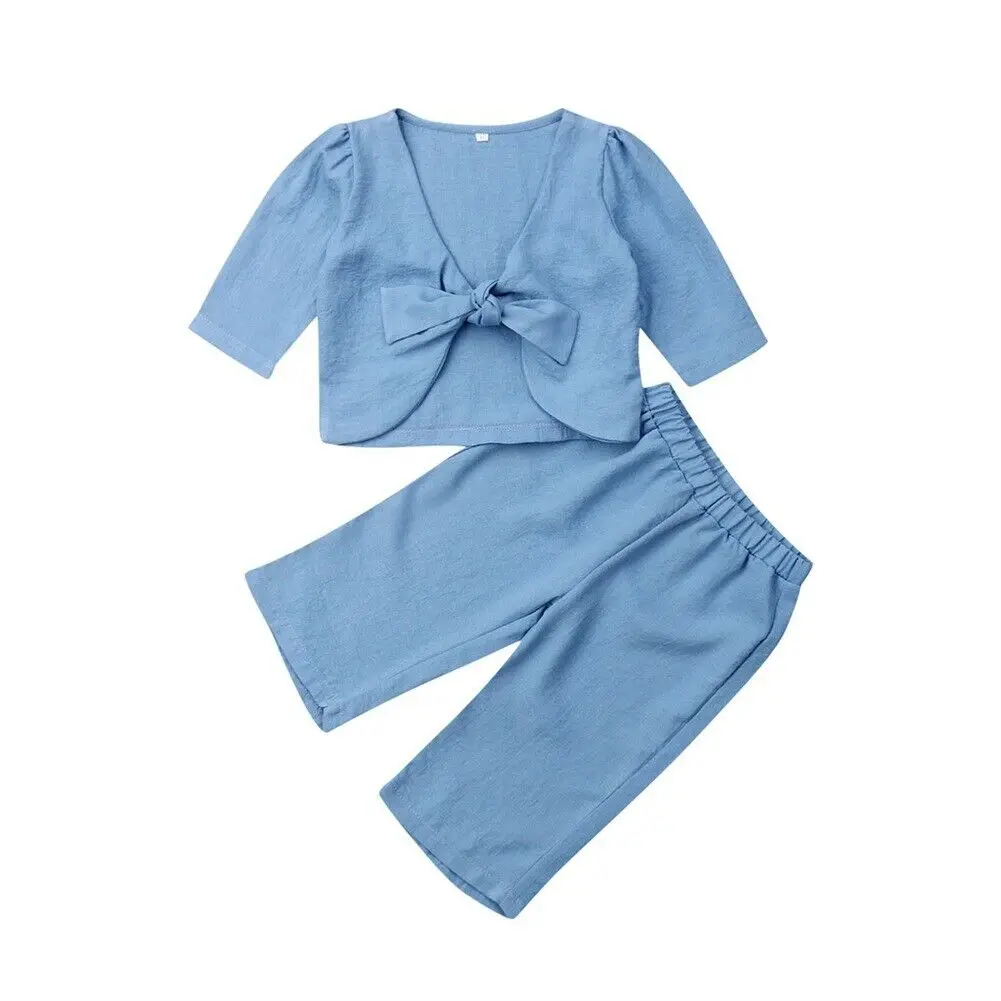 Toddler Kids 2Pcs Outfit Clothes Baby Girl Bowknot Lace-Up 3/4 Sleeve T-shirt Top Pants Trousers Fashion Casual Set 1-6Y NEW
Toddler Kids 2Pcs Outfit Clothes Baby Girl Bowknot Lace-Up 3/4 Sleeve T-shirt Top Pants Trousers Fashion Casual Set 1-6Y NEW