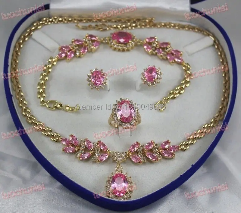 Hot sale FREE SHIPPING Wonderful Pink Zircon Gem Pendants Necklace Bracelet Earring Ring Set
Hot sale FREE SHIPPING Wonderful Pink Zircon Gem Pendants Necklace Bracelet Earring Ring Set