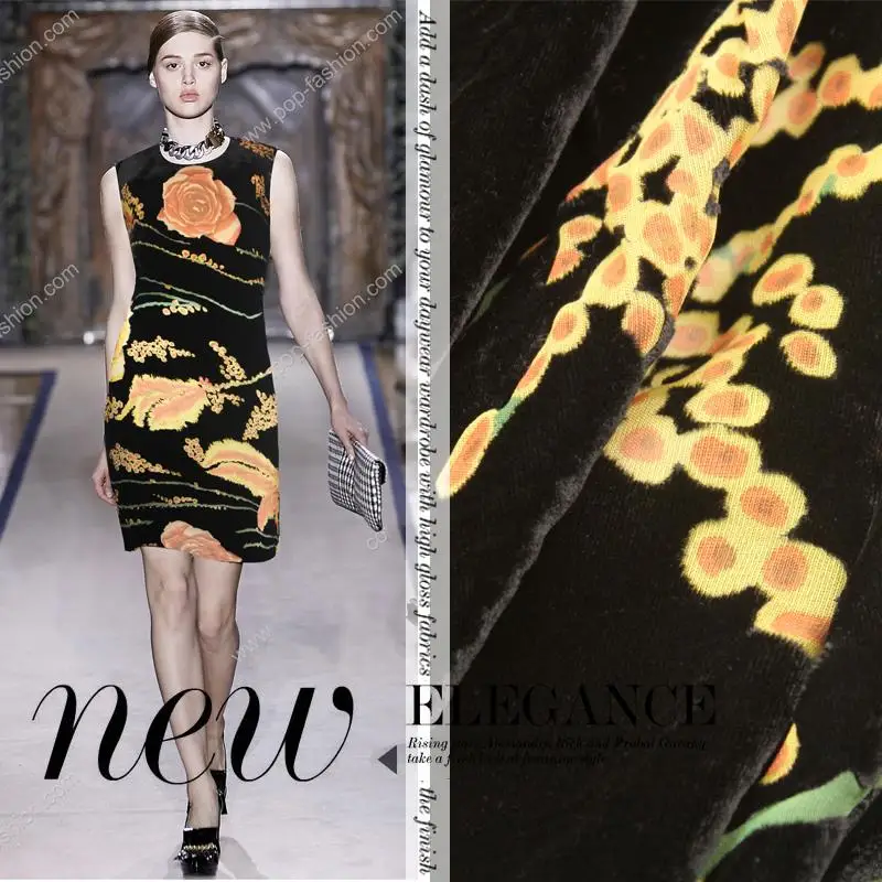 Crazy discount telas high grade luxury black/yellow flowers Flocking fabric silk velvet fabric for dress/suit tissus au metre
Crazy discount telas high grade luxury black/yellow flowers Flocking fabric silk velvet fabric for dress/suit tissus au metre