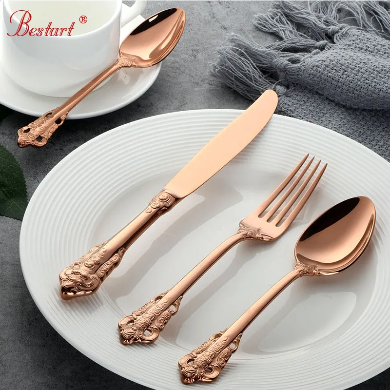 4 Pcs Cutlery Set Stainless steel Rose Gold Dinnerware Set Dinner Fork Knife Fork Home Kitchen Tablespoon
4 Pcs Cutlery Set Stainless steel Rose Gold Dinnerware Set Dinner Fork Knife Fork Home Kitchen Tablespoon