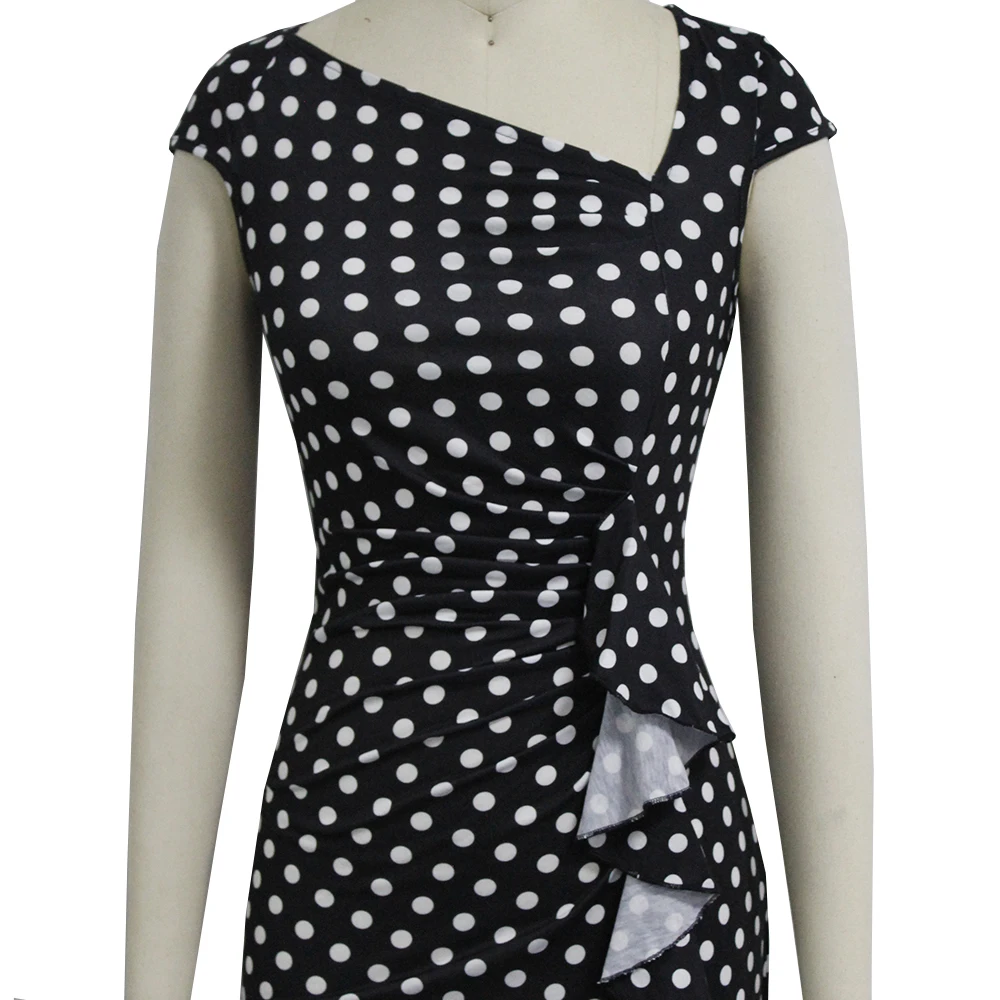 Berydress Винтаж Кепки рукава женские рюшами Обтягивающее Платье-футляр Vestido