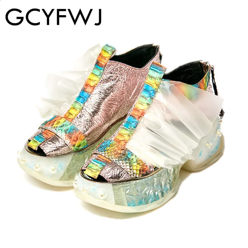 GCYFWJ/женские кроссовки коллекция 2019 года сандалии с широко открытым носком из