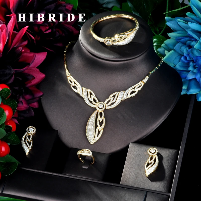 HIBRIDE Gold Color Luxury Design Flower Shape Women Bridal Jewelry Set Dress Necklace Earring Jewelry Set For Party Gits N-891
HIBRIDE Gold Color Luxury Design Flower Shape Women Bridal Jewelry Set Dress Necklace Earring Jewelry Set For Party Gits N-891