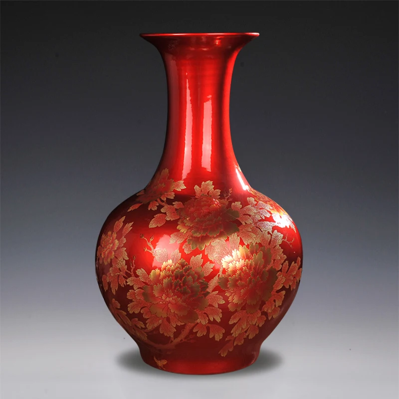 Jingdezhen ceramics red crystal glaze vase vase Jinsha large French Home Furnishing decorative ornaments
Jingdezhen ceramics red crystal glaze vase vase Jinsha large French Home Furnishing decorative ornaments