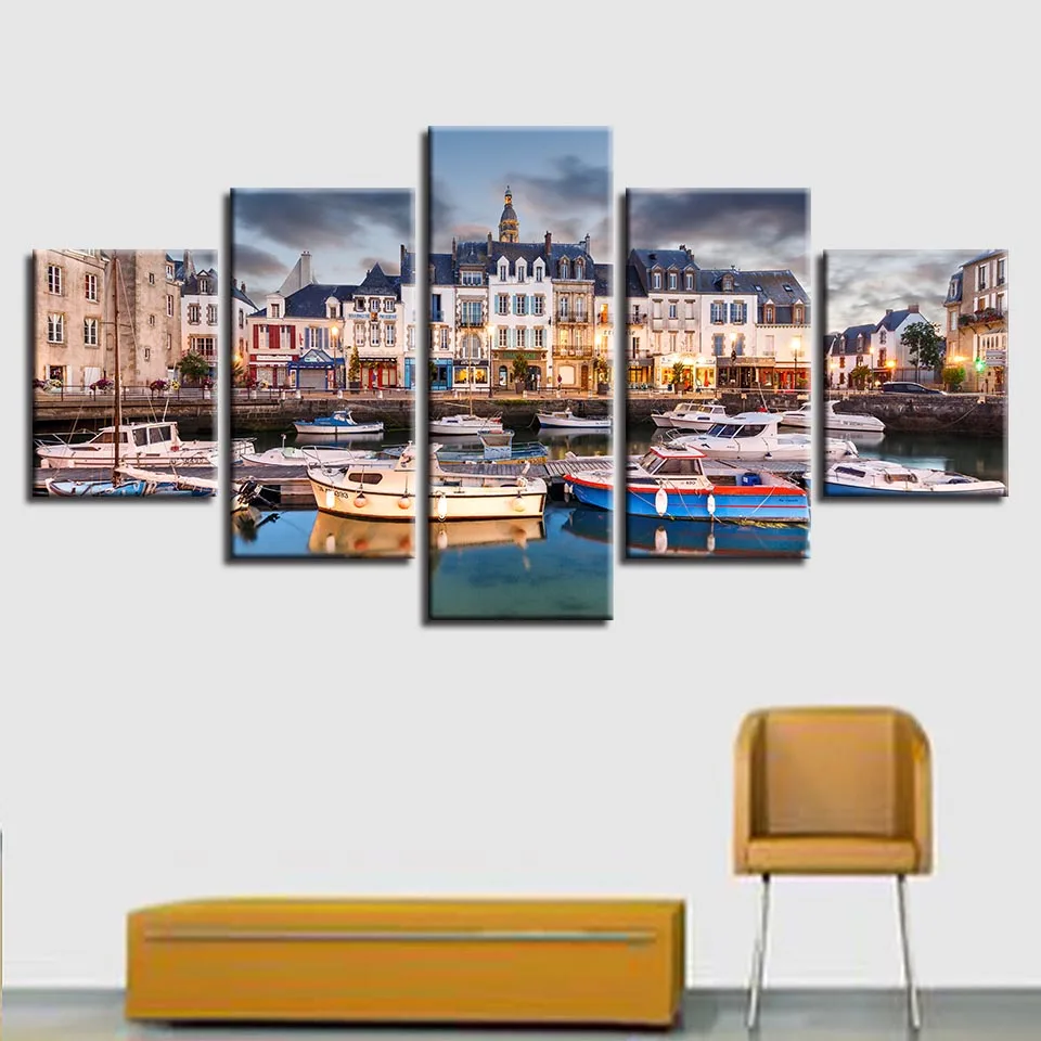 Canvas Wall Art Decor Living Room 5 Pieces Buildings And Boats Scenery Paintings Framed Modular Poster HD Prints Modern Pictures
Canvas Wall Art Decor Living Room 5 Pieces Buildings And Boats Scenery Paintings Framed Modular Poster HD Prints Modern Pictures