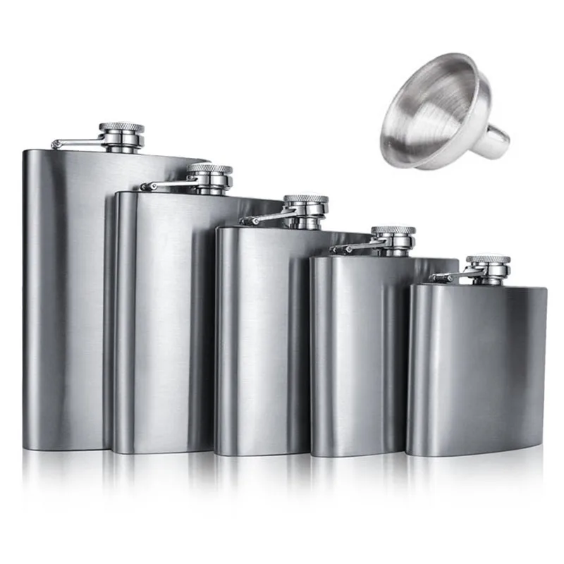 

4 5 6 7 8 9 10 18 OZ Stainless Steel Hip Flask with Funnel Liquor Whisky Outdoor Portable Pocket Flasks Alcohol Bottle heupfles