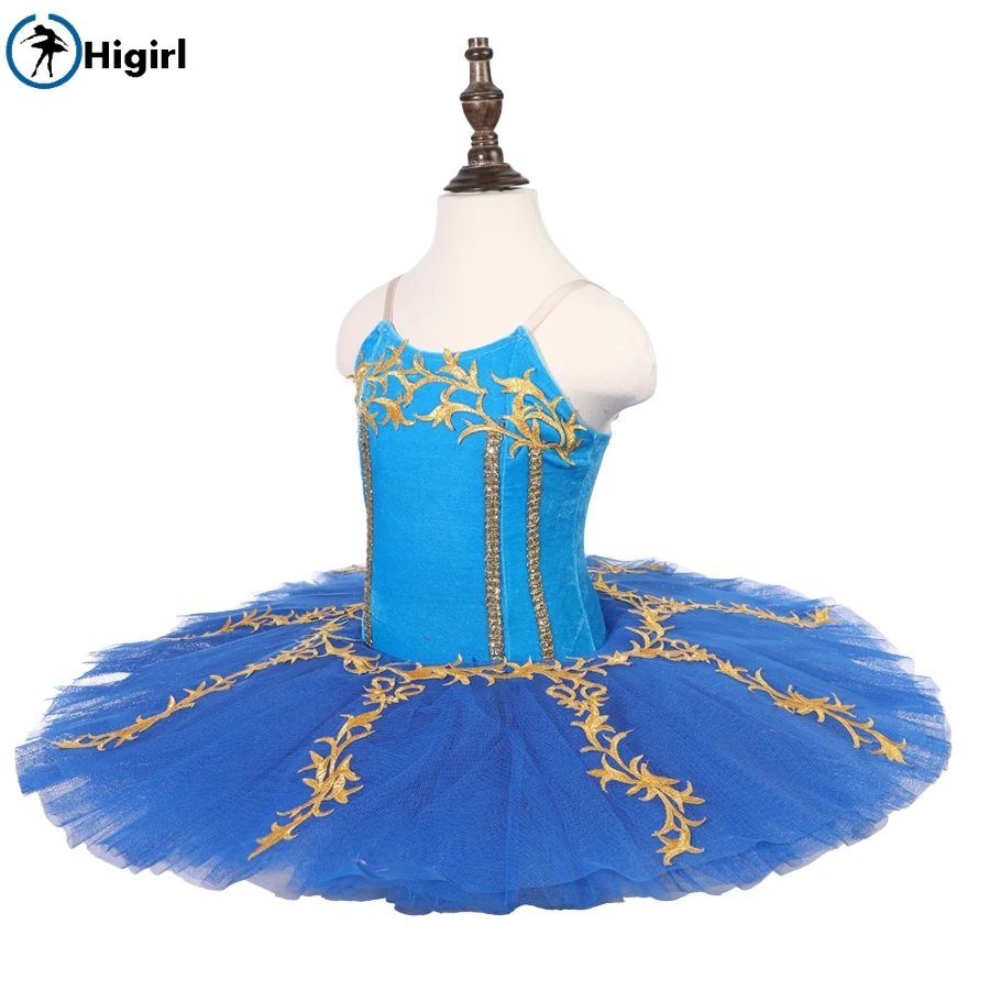Новые производительность Голубое озеро золотые балетные пачки платье детей