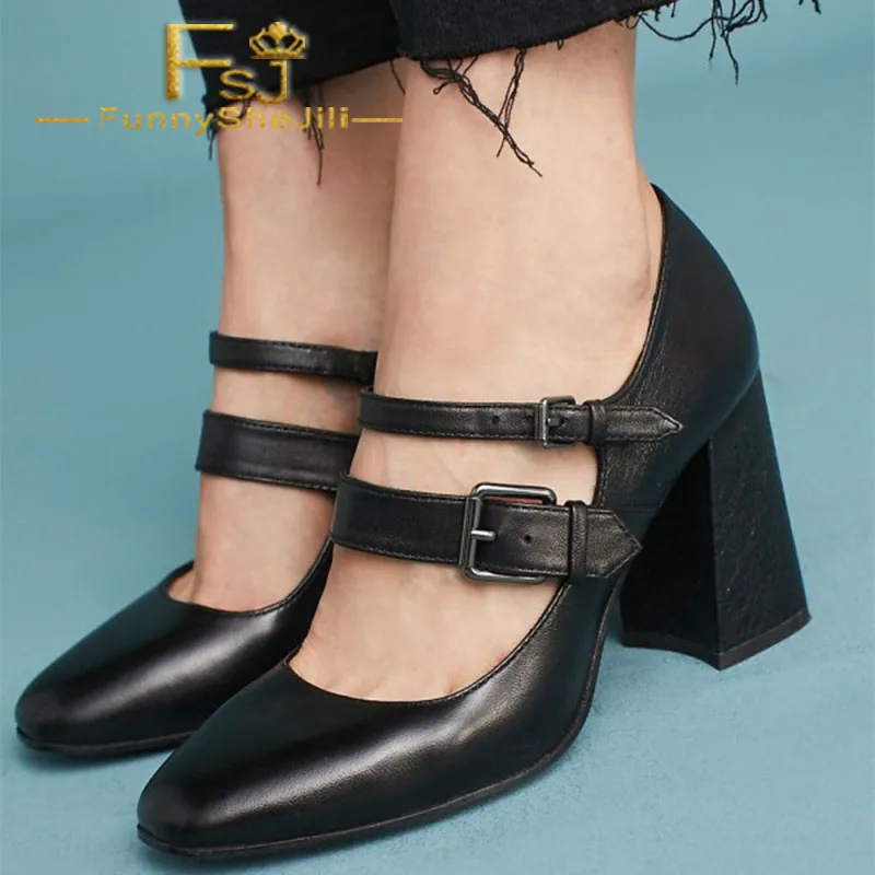 Black Buckles Mary Jane Shoes Square Toe Block Heels Pumps Buckle Strap Spring Autumn Summer Anniversary Fashion FSJ Elegant
Black Buckles Mary Jane Shoes Square Toe Block Heels Pumps Buckle Strap Spring Autumn Summer Anniversary Fashion FSJ Elegant