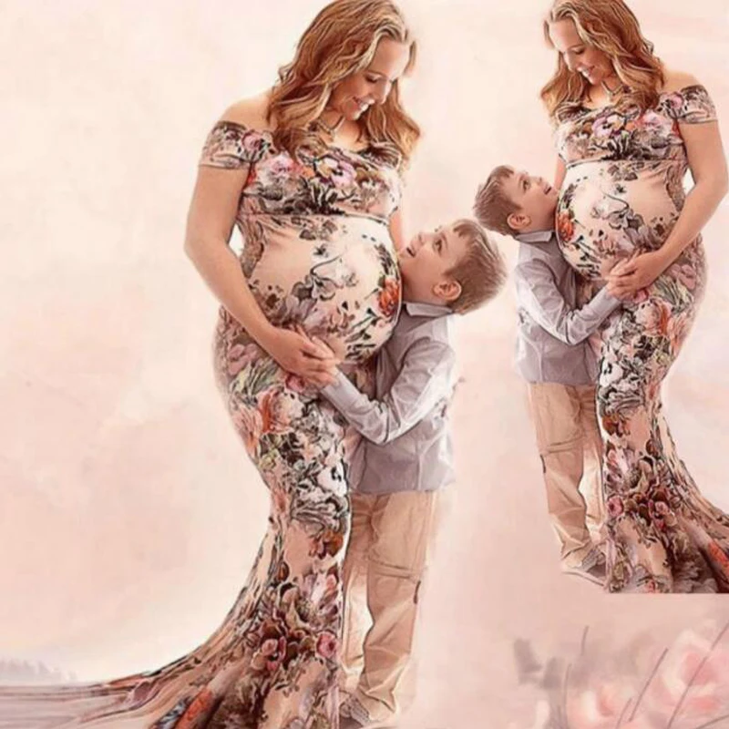 Print Shoulderless Mermaid Pregnancy Dresses For Pregnant Women Maternity Dresses For Photo Shoot Maternity Photography Props
Print Shoulderless Mermaid Pregnancy Dresses For Pregnant Women Maternity Dresses For Photo Shoot Maternity Photography Props