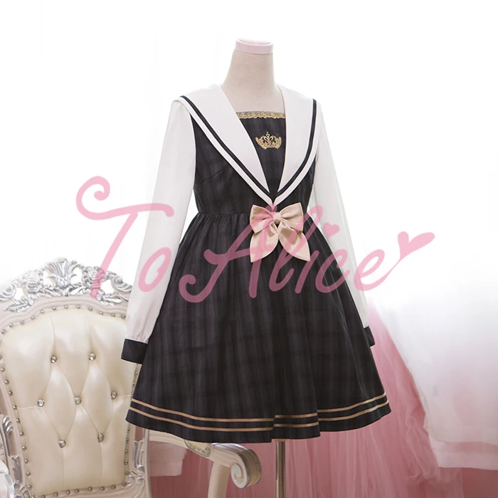 Women's Preppy Style Crown Embroidery Plaid Checks Sailor Collar Lolita Dress Winter Long Sleeve Cute Bow Pin One Piece
Women's Preppy Style Crown Embroidery Plaid Checks Sailor Collar Lolita Dress Winter Long Sleeve Cute Bow Pin One Piece