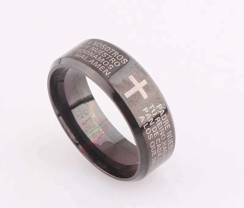 Wholesale Bulk 10Ps Titanium Steel Ring band Black Lords Prayer Padre Nuestro Spanish Eternity Men Women Party Valentine Gift QB
Wholesale Bulk 10Ps Titanium Steel Ring band Black Lords Prayer Padre Nuestro Spanish Eternity Men Women Party Valentine Gift QB
