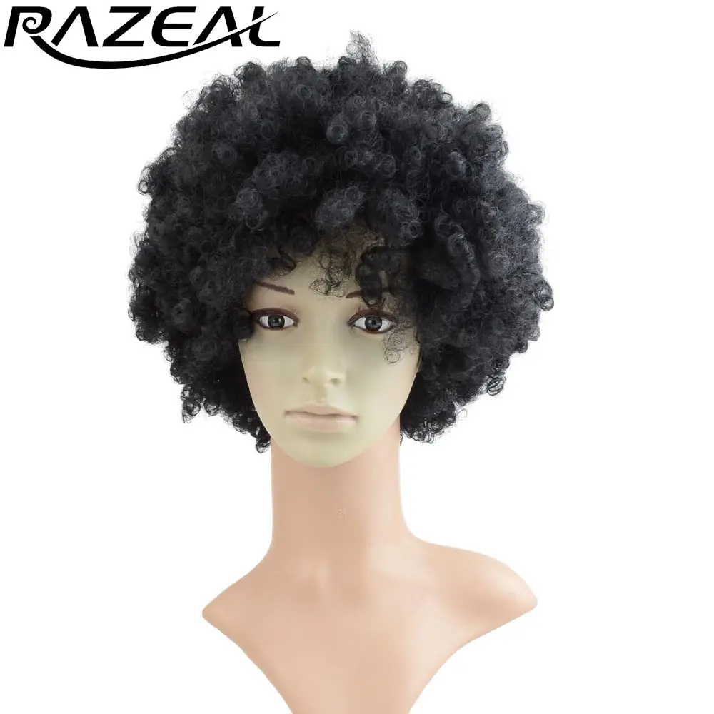 Razeal Natural Black Synthetic Afro Wig Kinky Curly Short Wigs African American Heat Resistant Fiber
Razeal Natural Black Synthetic Afro Wig Kinky Curly Short Wigs African American Heat Resistant Fiber