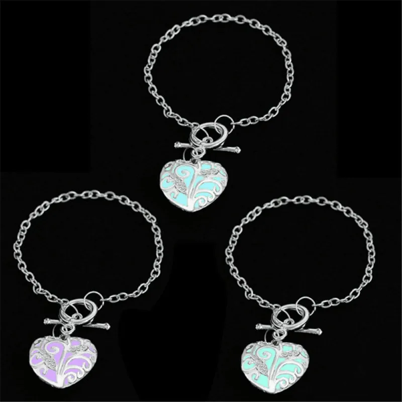 Hot Sale Charming Heart Bracelets&ampBangles For Women Girls Glowing In Dark Pendant Luminous Bracelet Christmas Gift | Украшения и