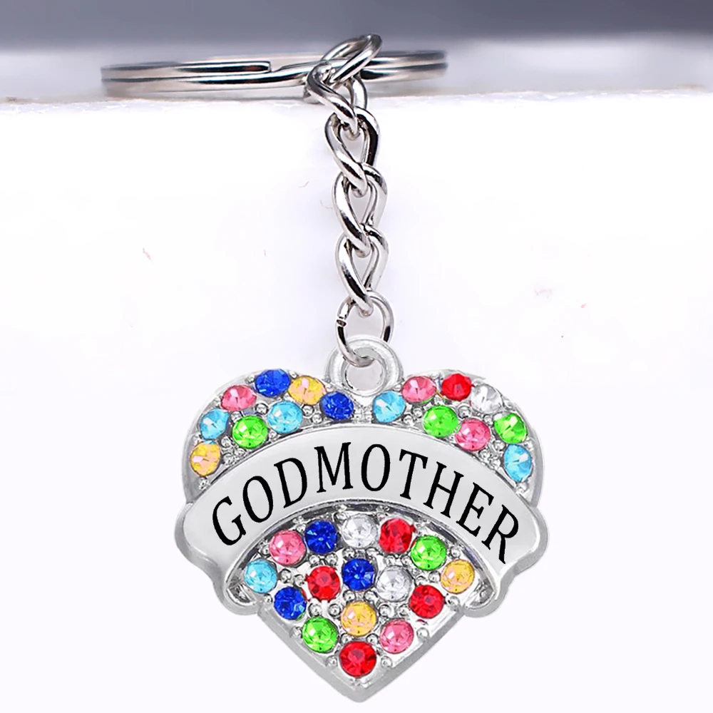 New Fashion Colorful Rhinestone Inlay GODMOTHER Heart Shaped Metal Pendant Keychain for Gift Jewelry Key Chain
New Fashion Colorful Rhinestone Inlay GODMOTHER Heart Shaped Metal Pendant Keychain for Gift Jewelry Key Chain