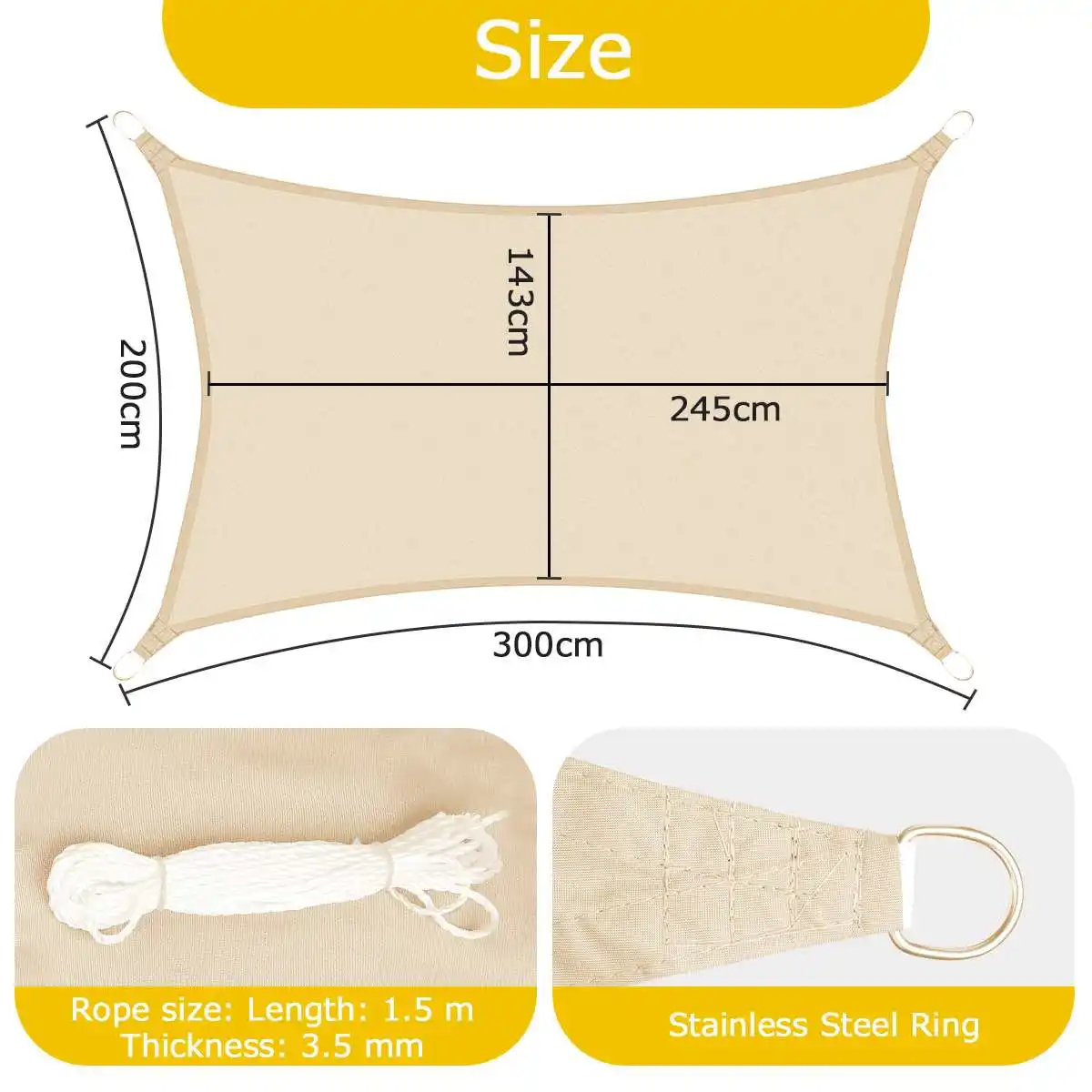 Waterproof Sun Shelter Sunshade Outdoor Sun Sail Canopy Garden Patio Pool Shade Sail Awning Camping Shade Cloth Large
Waterproof Sun Shelter Sunshade Outdoor Sun Sail Canopy Garden Patio Pool Shade Sail Awning Camping Shade Cloth Large