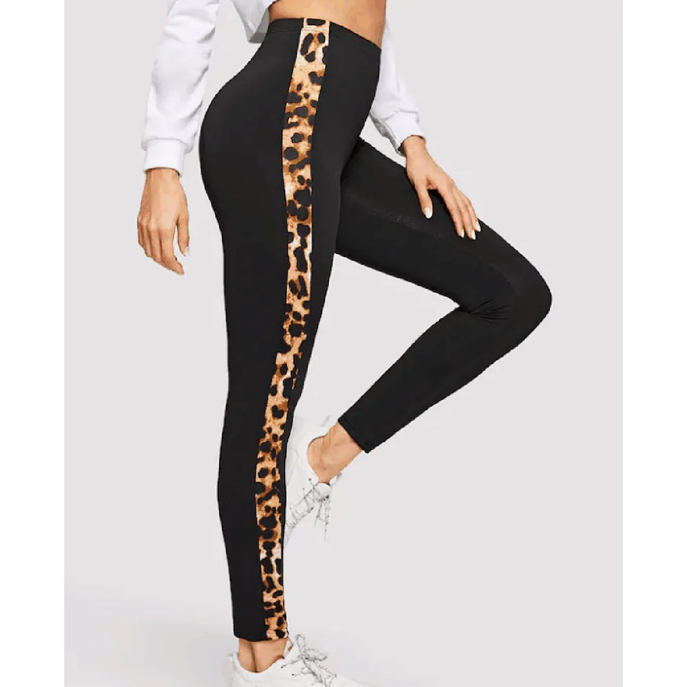 Women High Waist Gym Pants Leopard Print Leggings Female Fitness Sport Running Exercise Jogging Trousers | Спорт и развлечения