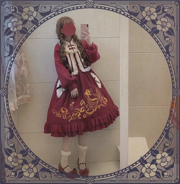 The Year of Koi Chinese Style Embroidery Women's Lolita New Year 2pcs Dress Set: JSK Sleeveless Dress + Long Sleeve Short Coat
The Year of Koi Chinese Style Embroidery Women's Lolita New Year 2pcs Dress Set: JSK Sleeveless Dress + Long Sleeve Short Coat