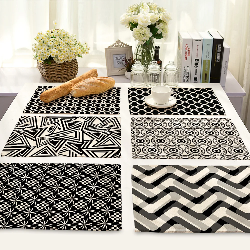CAMMITEVER Black White Geometric Dinner Mat Modern Home Decor Cotton Linen Tablemats Dining Bowl Tablemat Pads
CAMMITEVER Black White Geometric Dinner Mat Modern Home Decor Cotton Linen Tablemats Dining Bowl Tablemat Pads