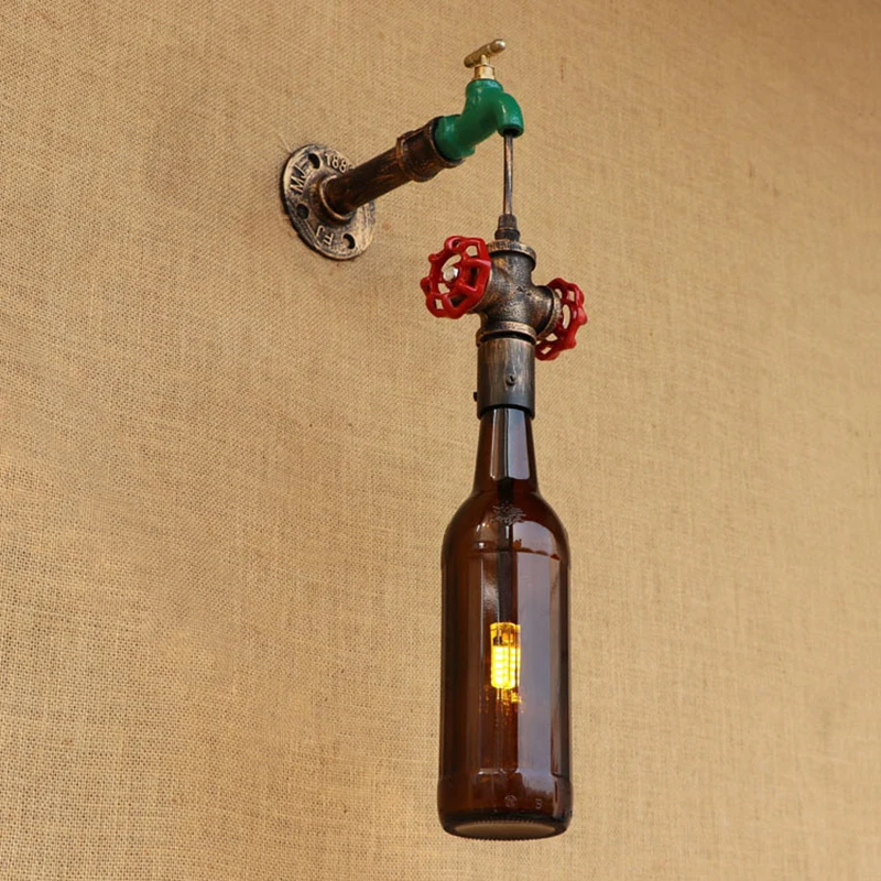 New design vintage wall lamp Loft water faucet G4 bulb Sconce Bottle lampshade for living room bedroom restaurant bar 220V
New design vintage wall lamp Loft water faucet G4 bulb Sconce Bottle lampshade for living room bedroom restaurant bar 220V