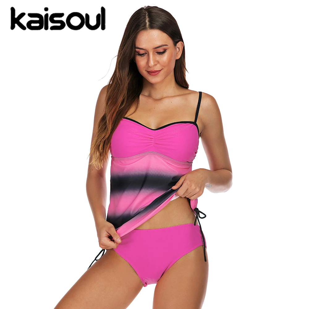 Pink Striped Sexy Bikini Swimwear Two Pieces Women Swimsuit Plus Size Push Up Swimming Beachwear New Arrival Vintage Padded | Спорт и