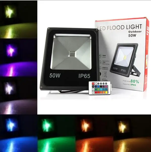 

Led Spotlight RGB Floodlights 10W 20W 30W 50W Flood Lighting IP65 Outdoor 85-265V Spotlights+Remote Controller Spot Garden