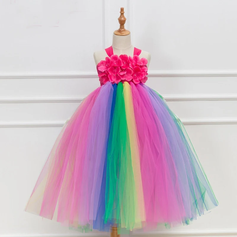 Girl Rainbow Princess Tutu Dress Kids Tulle Flower Colorful Dresses For Girls Wedding Birthday Party Stage Show Clothes WT606
Girl Rainbow Princess Tutu Dress Kids Tulle Flower Colorful Dresses For Girls Wedding Birthday Party Stage Show Clothes WT606