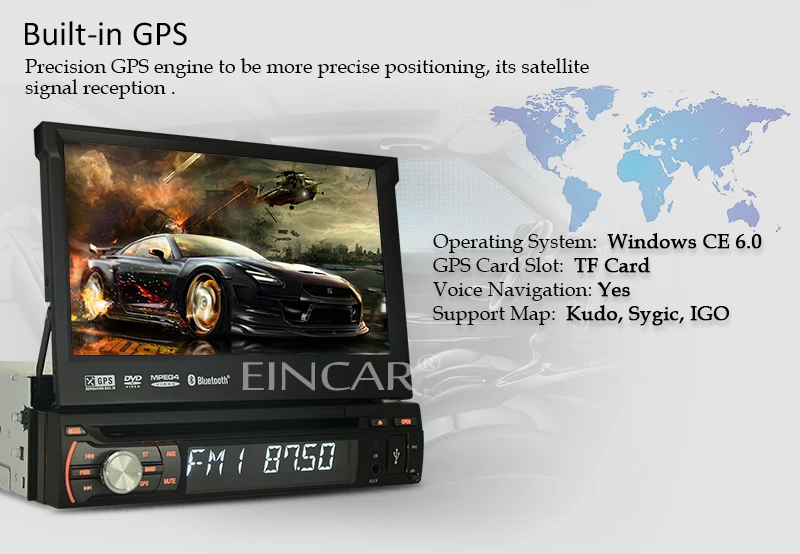 1Din автомобильный Радио стерео цифровой detachabtel панель экран монитор 8 ГБ gps