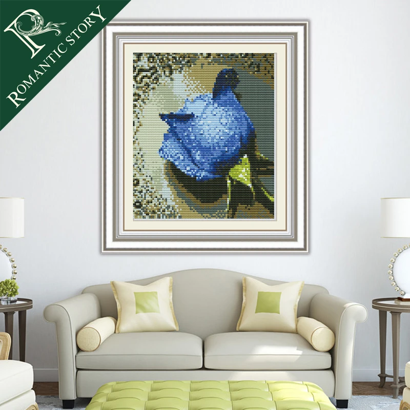 Romantic Story Hot Sales Blue Rose Decorations Cross Stitch Needlework DIY 11CT Printing Cross Stitch Sets For Embroidery Kits
Romantic Story Hot Sales Blue Rose Decorations Cross Stitch Needlework DIY 11CT Printing Cross Stitch Sets For Embroidery Kits