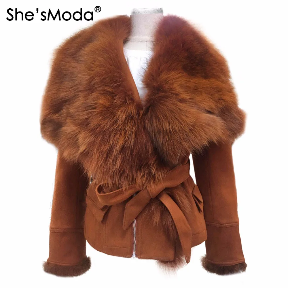 She'sModa Luxury Caramel Suede Real Fox Fur Collar Sashes Cotton-padded Slim Women's Winter Punk Coat Jacket
She'sModa Luxury Caramel Suede Real Fox Fur Collar Sashes Cotton-padded Slim Women's Winter Punk Coat Jacket