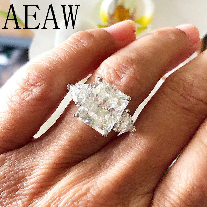 AEAW 7ct Radiant Cut Moissanite Engagement Ring 1.60ct Trillion Moissanites Anniversary Ring Solid 14K White Gold for Women
AEAW 7ct Radiant Cut Moissanite Engagement Ring 1.60ct Trillion Moissanites Anniversary Ring Solid 14K White Gold for Women