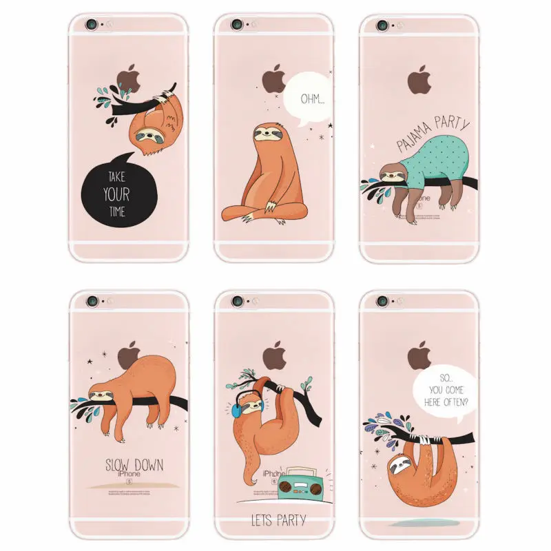Фото Для iPhone 11 Pro 5S 6S 6Plus 7Plus 7 8 8Plus X Sloth милые животные Мягкий - купить