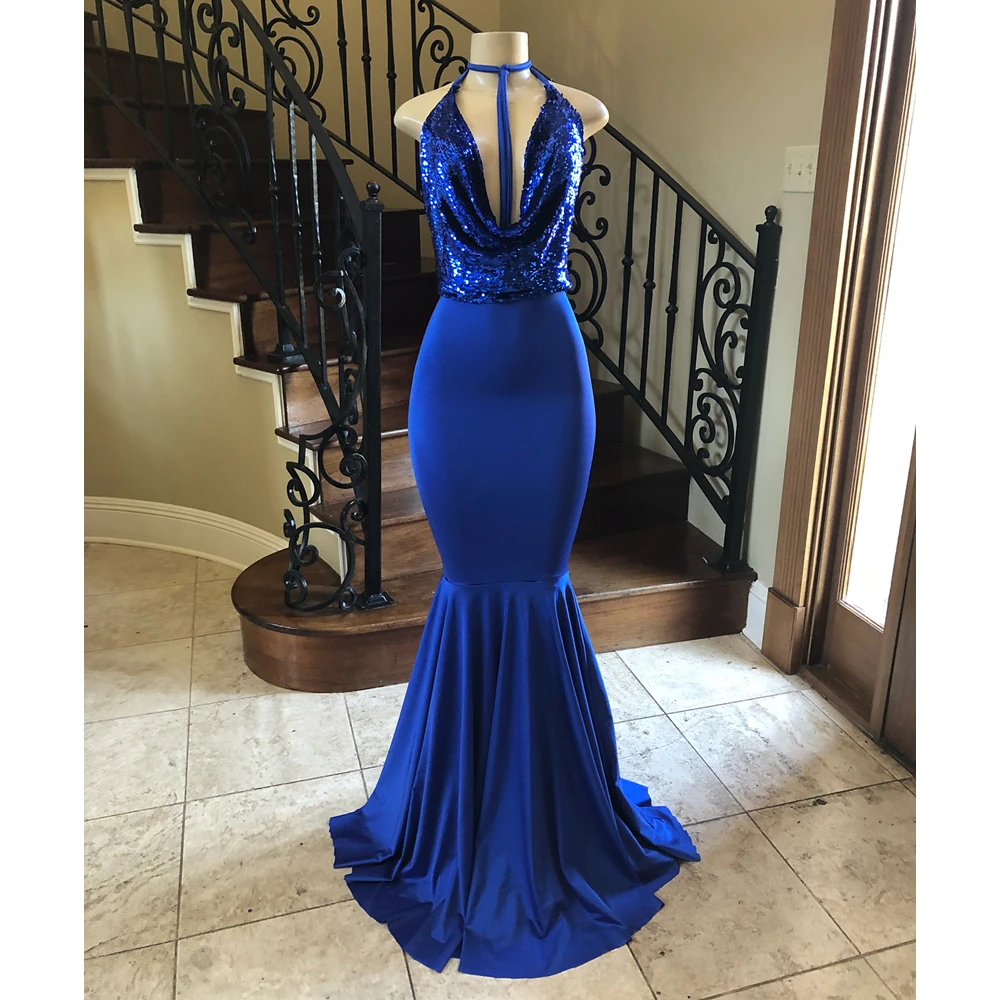 Royal Blue Mermaid Dress Evening Halter Backless Sparkly Sequin Elastic Satin Long Sexy Prom Gowns Vestido De Fiesta Custom Made
Royal Blue Mermaid Dress Evening Halter Backless Sparkly Sequin Elastic Satin Long Sexy Prom Gowns Vestido De Fiesta Custom Made