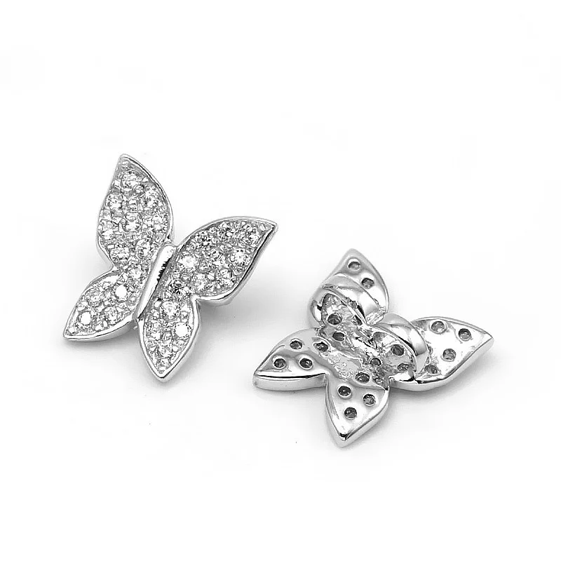 Butterfly Shape 925 Sterling Silver Zircon Stone Spacer Beads Clasps For DIY Double Row Pearl Necklaces Bracelets SC-CZ004 | Украшения и
