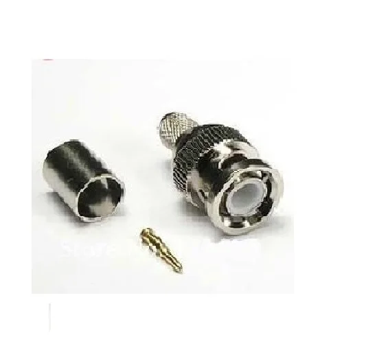100pcs/lot BNC male crimp plug for RG59 coaxial cable Connector 3-piece connector plugs VD-CA31 | Безопасность и защита