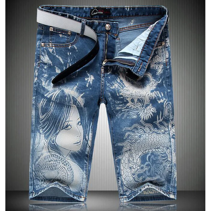 New Summer Denim Shorts Casual straight Jeans Men's Coloured Drawing Knee Length Boys SHORTS Bottoms Men printing Five Pants
New Summer Denim Shorts Casual straight Jeans Men's Coloured Drawing Knee Length Boys SHORTS Bottoms Men printing Five Pants