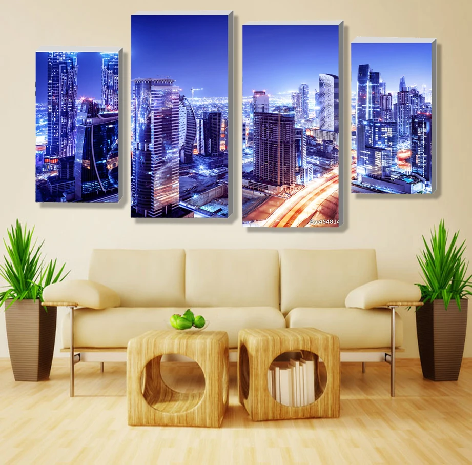 4 Panel Sets Beautiful night city Painting Modern night city fashion Pictures On Canvas Artwork Print Customized Picture
4 Panel Sets Beautiful night city Painting Modern night city fashion Pictures On Canvas Artwork Print Customized Picture