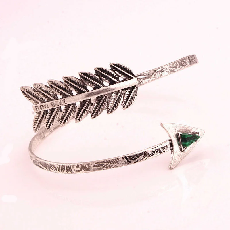 

2016 New Hot Vintage Arrow Open Bangle Armlet Arm Cuff For Women Wide Adjustable Antique Silver Plated Retro Bangles&Bracelets