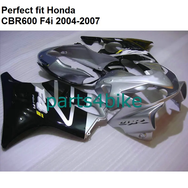 Фото Литьевые Обтекатели для Honda CBR600 F4i 2004 2005 2006 2007 серебристый черный комплект