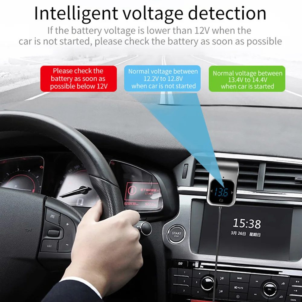 Touch Screen Handsfree Car Kit Bluetooth FM Transmitter Modulator with Air Vent Clip Dual USB Charger 5V 3.4A Supoort TF Card
Touch Screen Handsfree Car Kit Bluetooth FM Transmitter Modulator with Air Vent Clip Dual USB Charger 5V 3.4A Supoort TF Card
