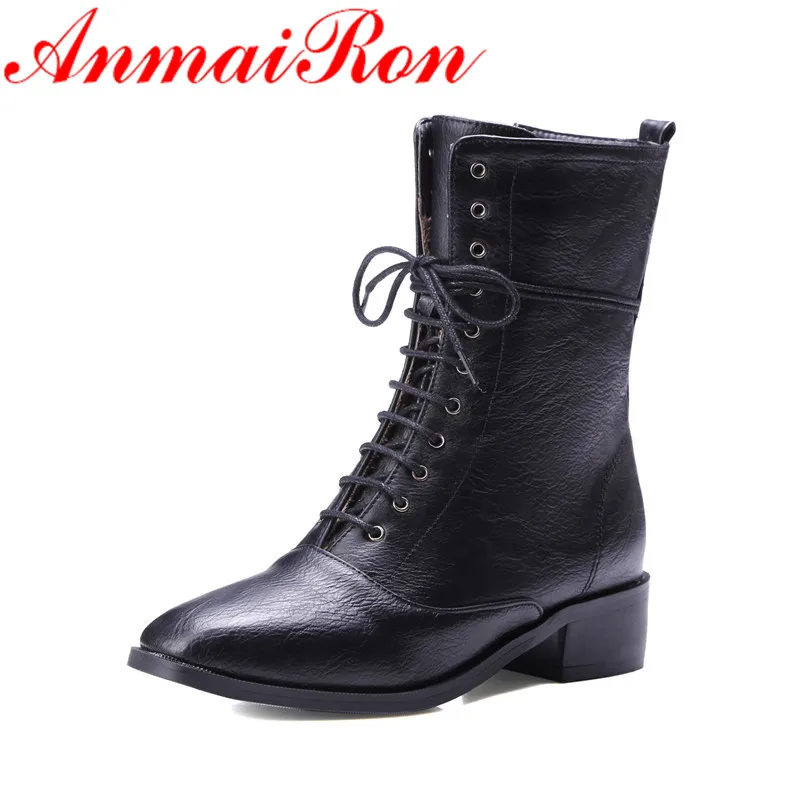 ANMAIRON Spring&Autumn Lace-up RoundToe Shoes Woman Square Heels Fashion Motorcycle Boots Ankle Boots for Women Large Size 34-43
ANMAIRON Spring&Autumn Lace-up RoundToe Shoes Woman Square Heels Fashion Motorcycle Boots Ankle Boots for Women Large Size 34-43
