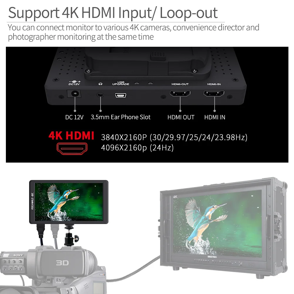 Feelworld 5.7 Inch IPS Full HD 1920x1080 4K HDMI Camera Field Monitor for Canon Nikon Sony DSLR Gimbal Rig Video F570 - купить по