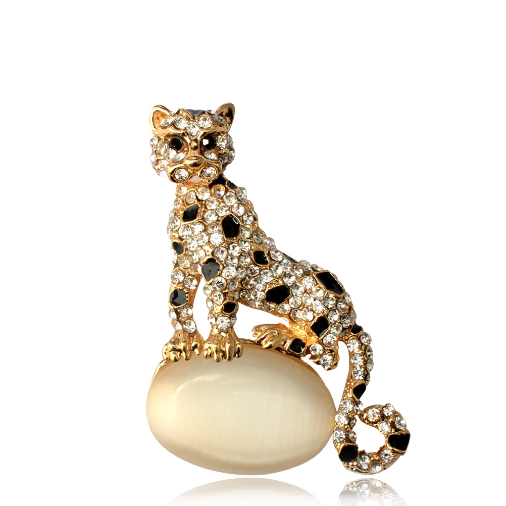 Exquisite Costume Accessories Breastpin Lovely Animal Shaped Rhinestone and Alloy Pin Leopard Brooch (Golden) | Украшения и