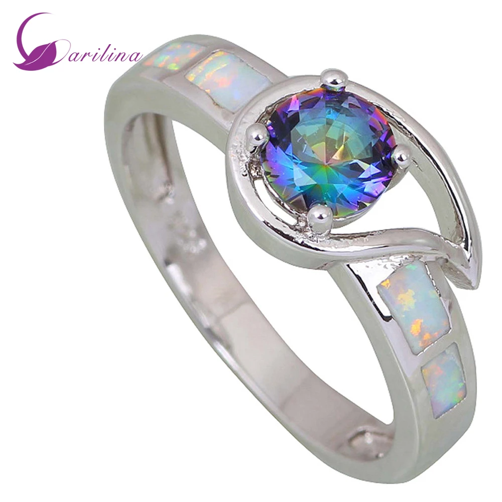 Pendientes Fashion rings for women Purple Rainbow Mystic Cubic Zirconia Opal ring Silver Color jewelry wedding ring R402
Pendientes Fashion rings for women Purple Rainbow Mystic Cubic Zirconia Opal ring Silver Color jewelry wedding ring R402