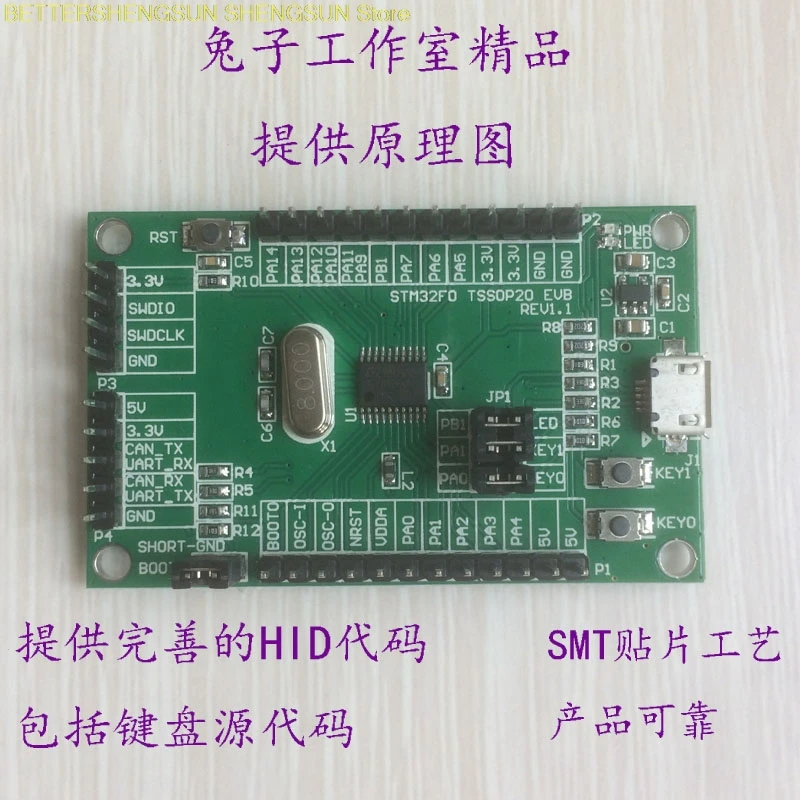 

STM32F042F4P6 board evaluation board USBHID full routine USB keyboard source code