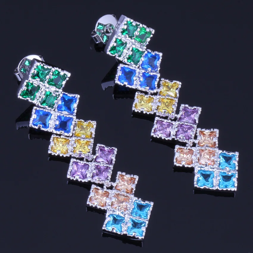 Exquisite Square Multigem Multicolor Brown Cubic Zirconia Silver Plated Drop Dangle Earrings V0199
Exquisite Square Multigem Multicolor Brown Cubic Zirconia Silver Plated Drop Dangle Earrings V0199