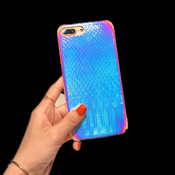 3D Голограмма лазерная змеиная кожа Чехол сверкающий с блестками для iPhone X XS MAX XR 8 P