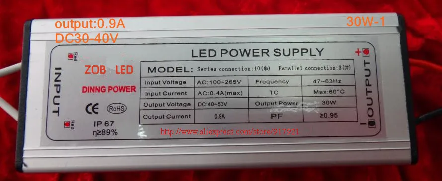 30w led driver constant current drive power supply ,high power led driver for flood light / street light,IP65,DC30V-40V
30w led driver constant current drive power supply ,high power led driver for flood light / street light,IP65,DC30V-40V