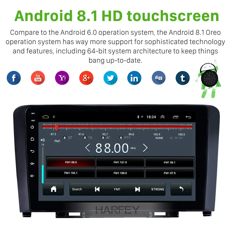 Автомобильная магнитола Harfey 2din Android 8 1 GPS Navi для Great Wall Haval H6 2011-2016 9-дюймовый
